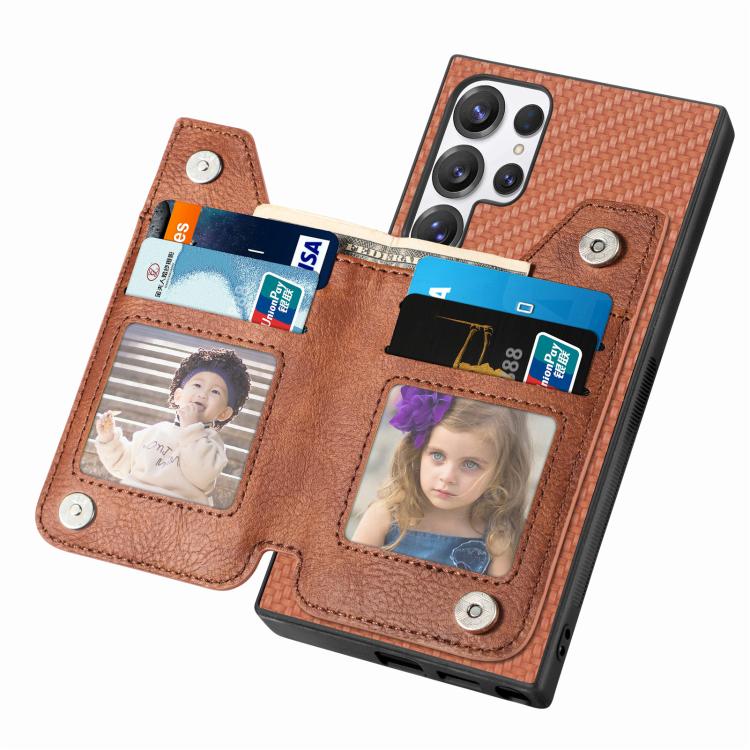 For Samsung Galaxy S25 Ultra 5G Carbon Fiber Horizontal Flip Zipper Wallet Phone Case