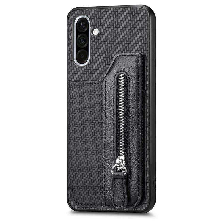For Samsung Galaxy A37 5G Carbon Fiber Horizontal Flip Zipper Wallet Phone Case