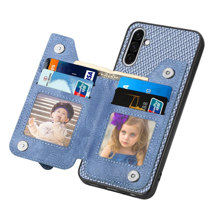 For Samsung Galaxy A37 5G Carbon Fiber Horizontal Flip Zipper Wallet Phone Case
