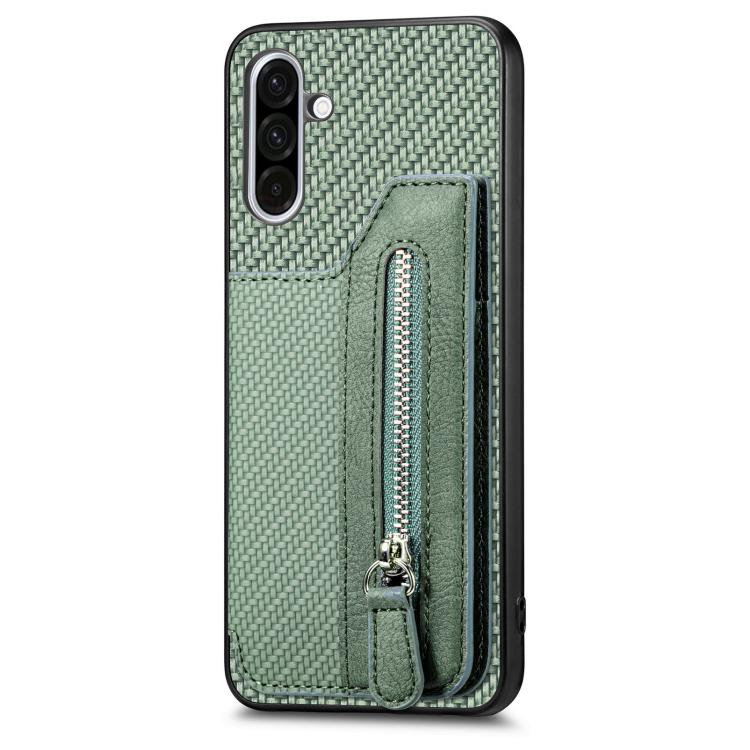 For Samsung Galaxy A37 5G Carbon Fiber Horizontal Flip Zipper Wallet Phone Case