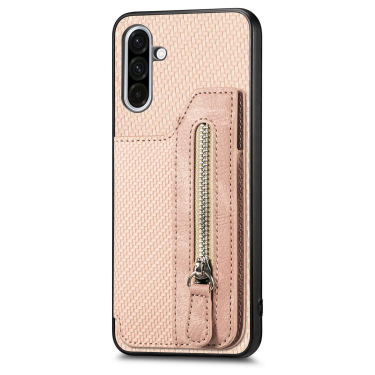 For Samsung Galaxy A37 5G Carbon Fiber Horizontal Flip Zipper Wallet Phone Case