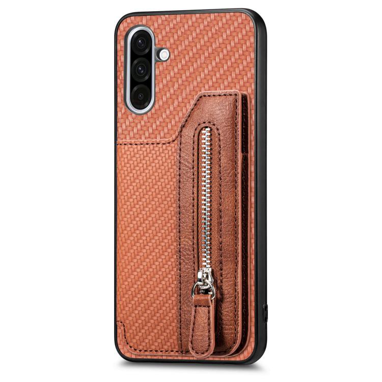 For Samsung Galaxy A37 5G Carbon Fiber Horizontal Flip Zipper Wallet Phone Case