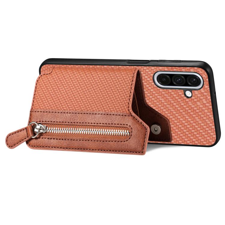 For Samsung Galaxy A37 5G Carbon Fiber Horizontal Flip Zipper Wallet Phone Case