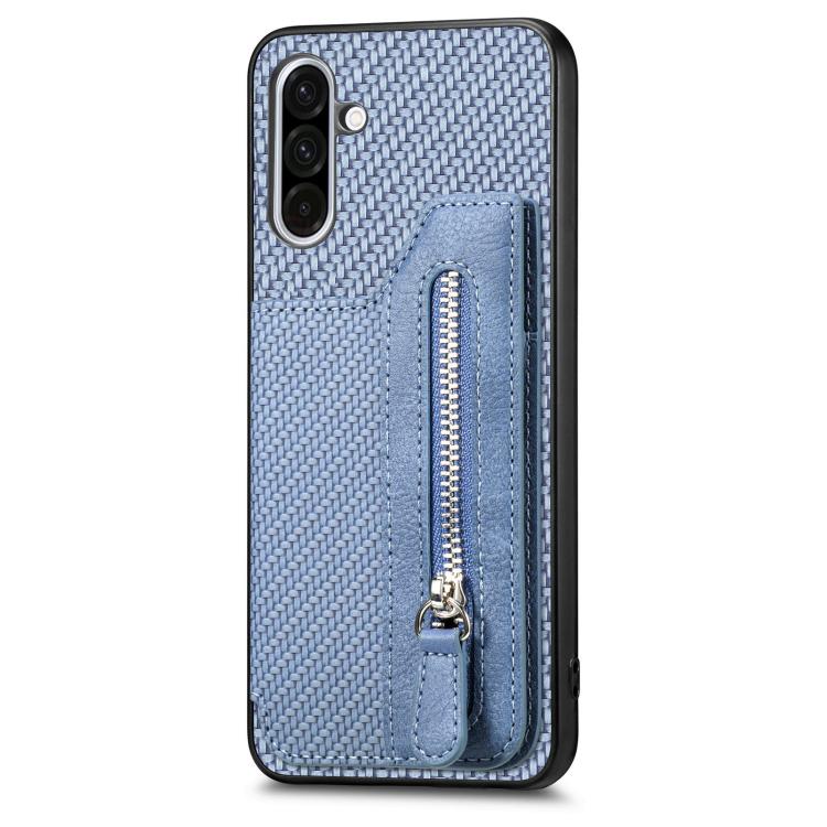 For Samsung Galaxy A57 5G Carbon Fiber Horizontal Flip Zipper Wallet Phone Case