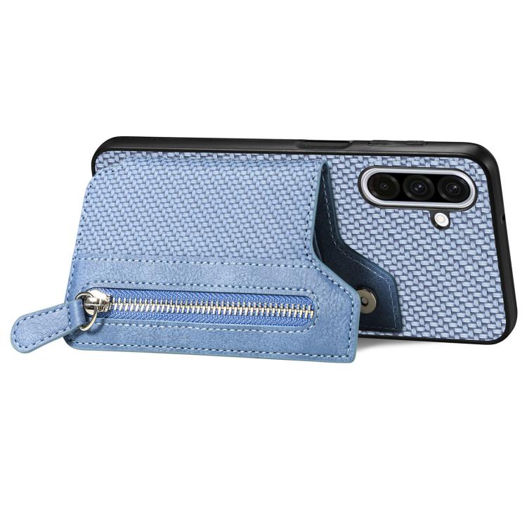 For Samsung Galaxy A57 5G Carbon Fiber Horizontal Flip Zipper Wallet Phone Case