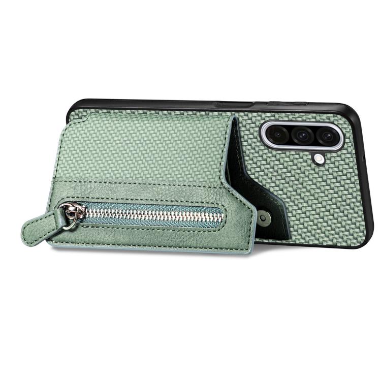 For Samsung Galaxy A57 5G Carbon Fiber Horizontal Flip Zipper Wallet Phone Case