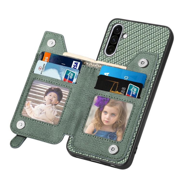 For Samsung Galaxy A57 5G Carbon Fiber Horizontal Flip Zipper Wallet Phone Case