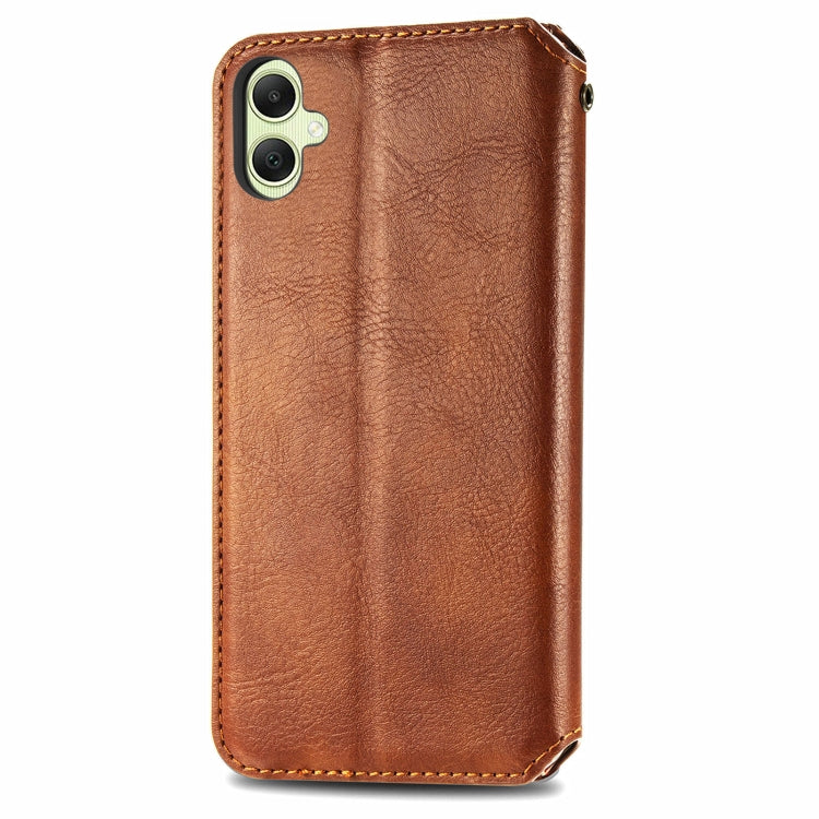 For Samsung Galaxy A05 4G Cubic Grid Pressed Magnetic Leather Phone Case