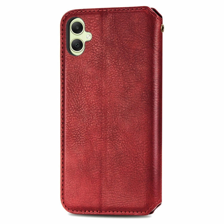 For Samsung Galaxy A05 4G Cubic Grid Pressed Magnetic Leather Phone Case