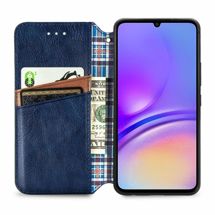 For Samsung Galaxy A05 4G Cubic Grid Pressed Magnetic Leather Phone Case