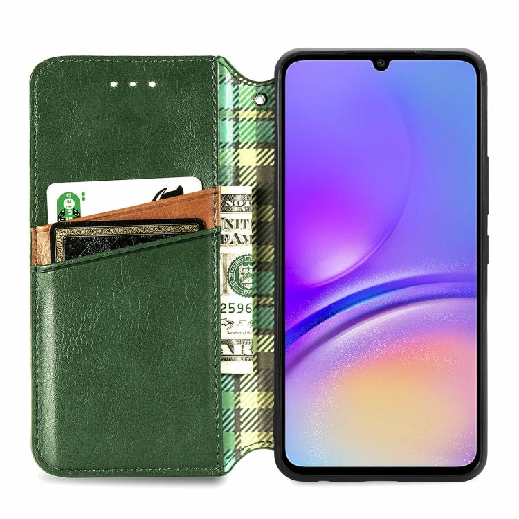 For Samsung Galaxy A05 4G Cubic Grid Pressed Magnetic Leather Phone Case