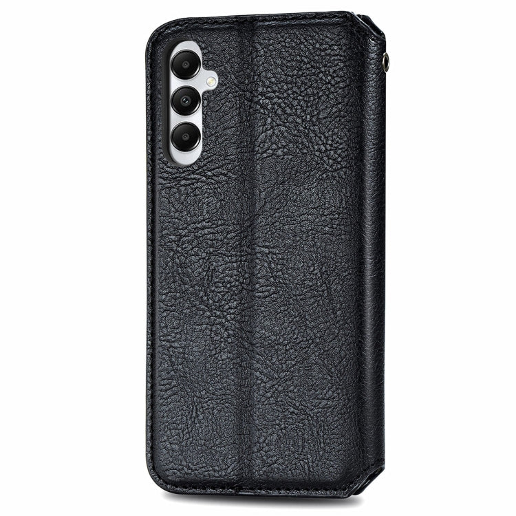 For Samsung Galaxy A05s Cubic Grid Pressed Magnetic Leather Phone Case