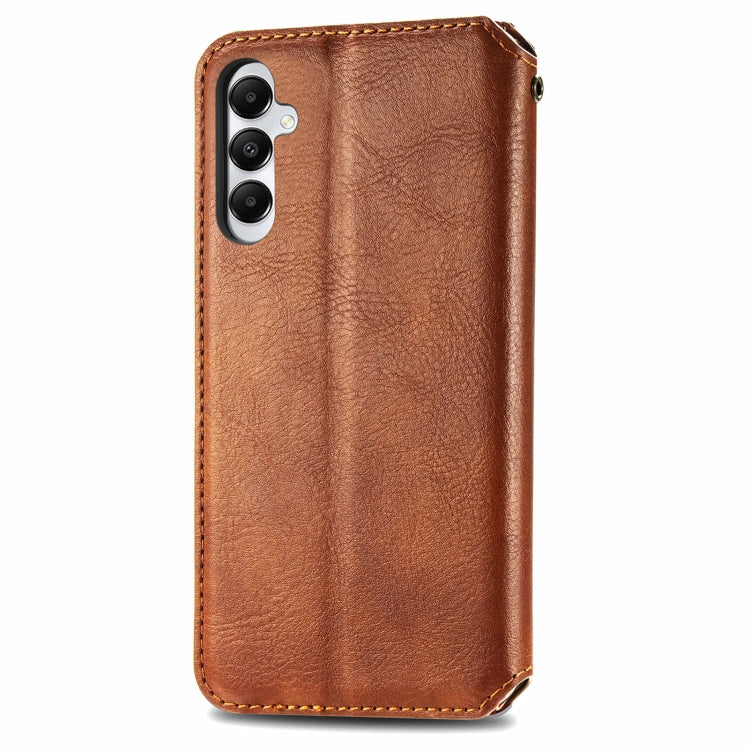 For Samsung Galaxy A05s Cubic Grid Pressed Magnetic Leather Phone Case