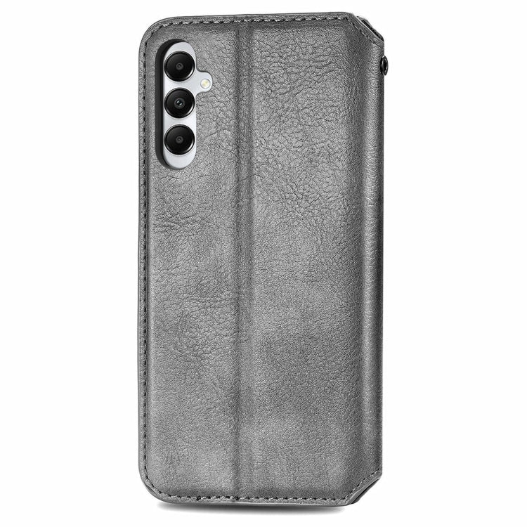 For Samsung Galaxy A05s Cubic Grid Pressed Magnetic Leather Phone Case