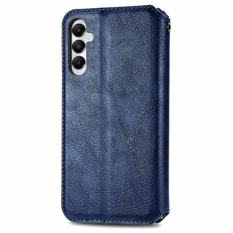 For Samsung Galaxy A05s Cubic Grid Pressed Magnetic Leather Phone Case