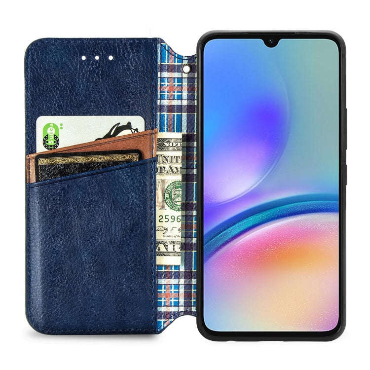 For Samsung Galaxy A05s Cubic Grid Pressed Magnetic Leather Phone Case