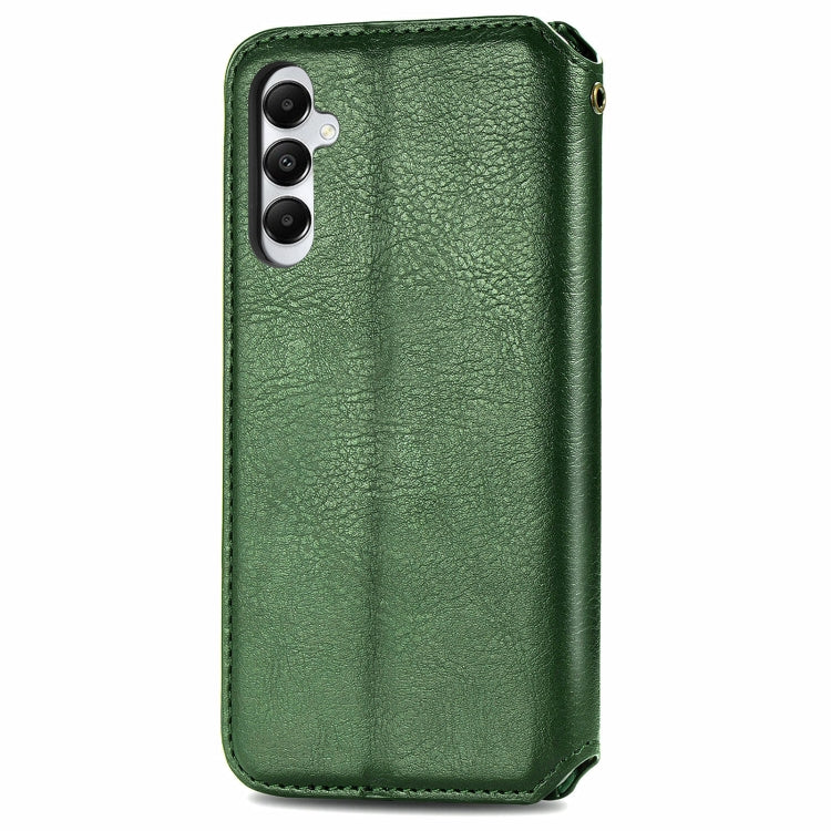 For Samsung Galaxy A05s Cubic Grid Pressed Magnetic Leather Phone Case
