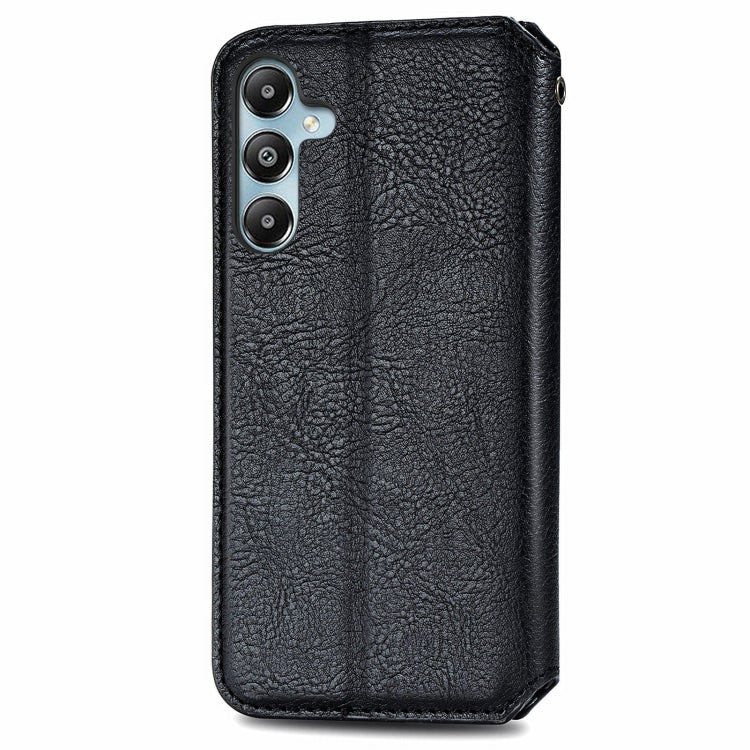 For Samsung Galaxy M14 4G Cubic Grid Pressed Magnetic Leather Phone Case