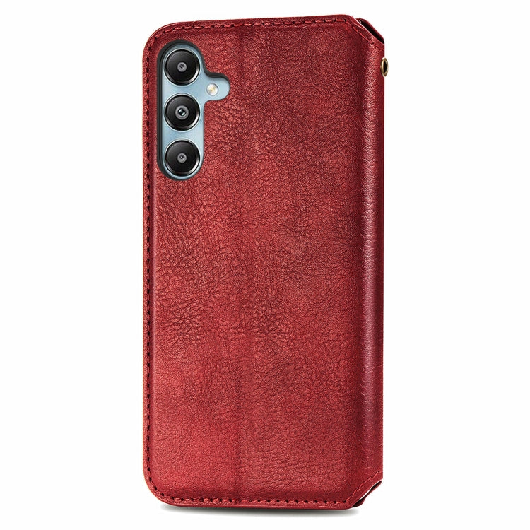For Samsung Galaxy M14 4G Cubic Grid Pressed Magnetic Leather Phone Case