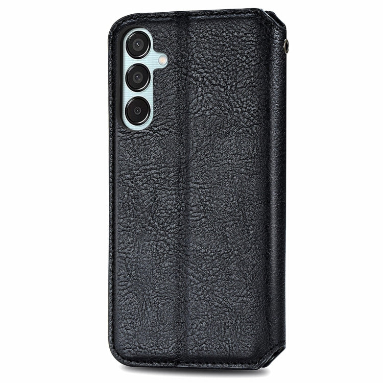 For Samsung Galaxy M15 Cubic Grid Pressed Magnetic Leather Phone Case