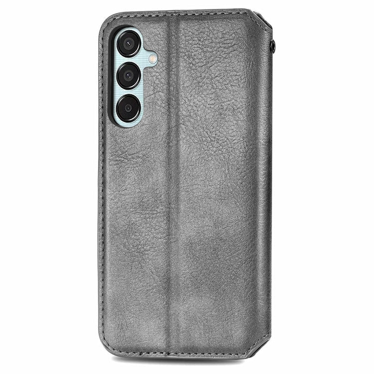 For Samsung Galaxy M15 Cubic Grid Pressed Magnetic Leather Phone Case