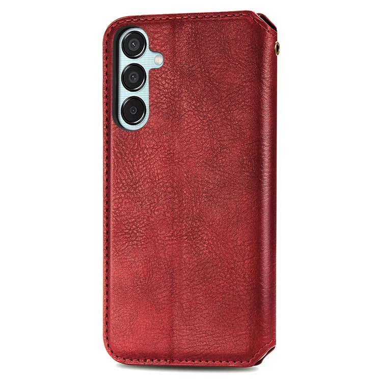 For Samsung Galaxy M15 Cubic Grid Pressed Magnetic Leather Phone Case
