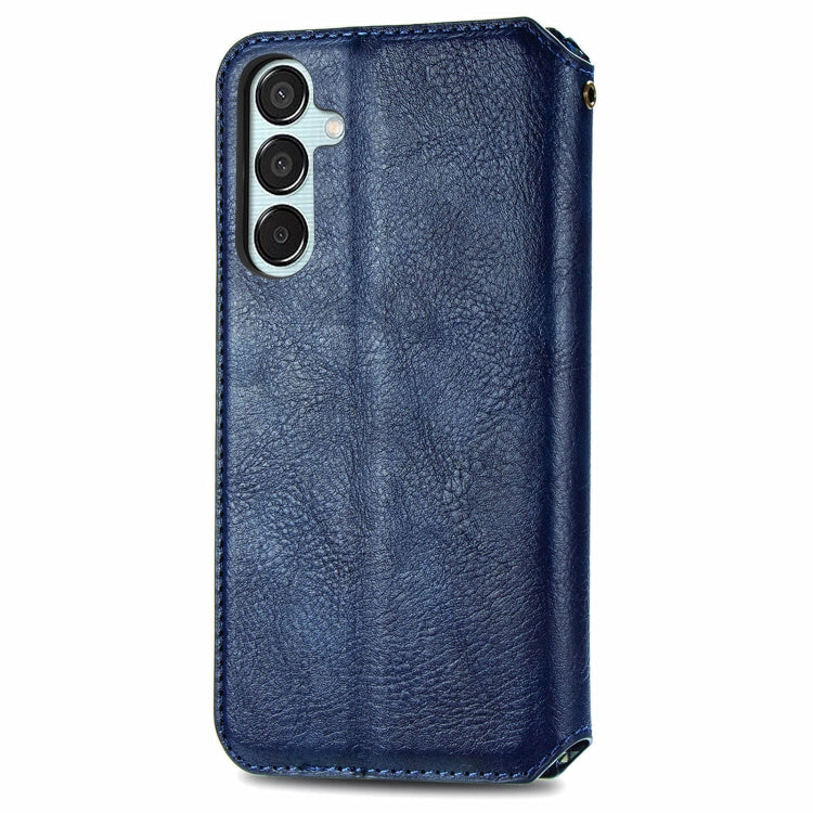 For Samsung Galaxy M15 Cubic Grid Pressed Magnetic Leather Phone Case