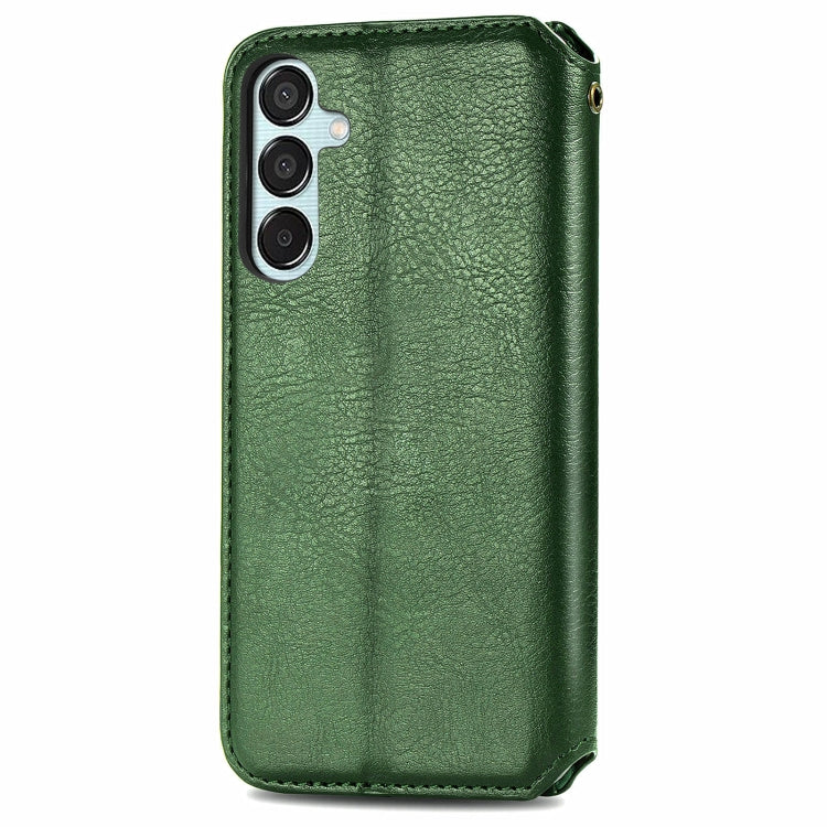 For Samsung Galaxy M15 Cubic Grid Pressed Magnetic Leather Phone Case