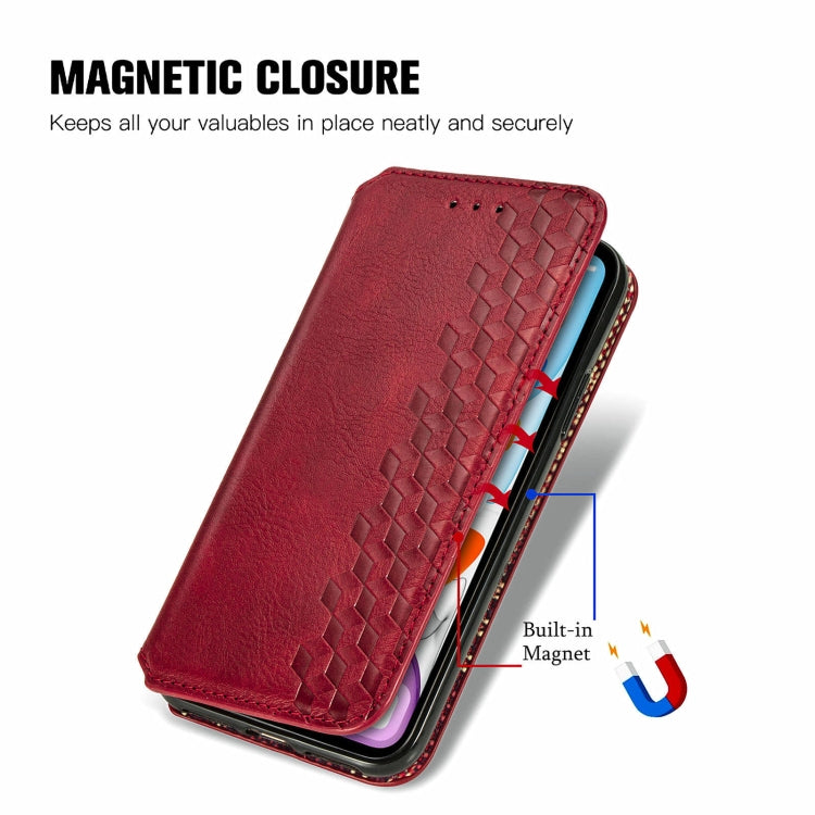 For Samsung Galaxy XCover 5 Cubic Grid Pressed Magnetic Leather Phone Case