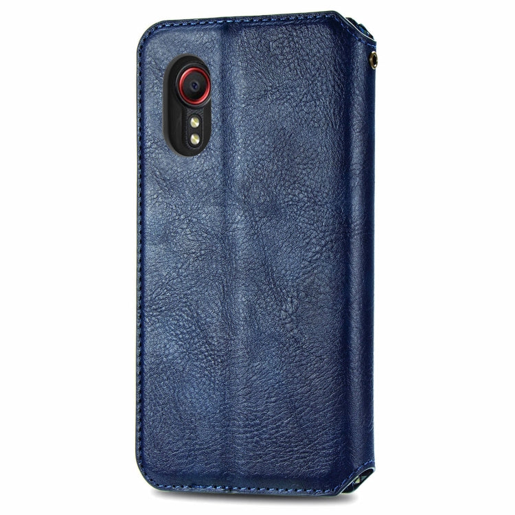 For Samsung Galaxy XCover 5 Cubic Grid Pressed Magnetic Leather Phone Case