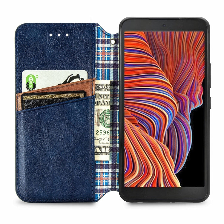 For Samsung Galaxy XCover 5 Cubic Grid Pressed Magnetic Leather Phone Case