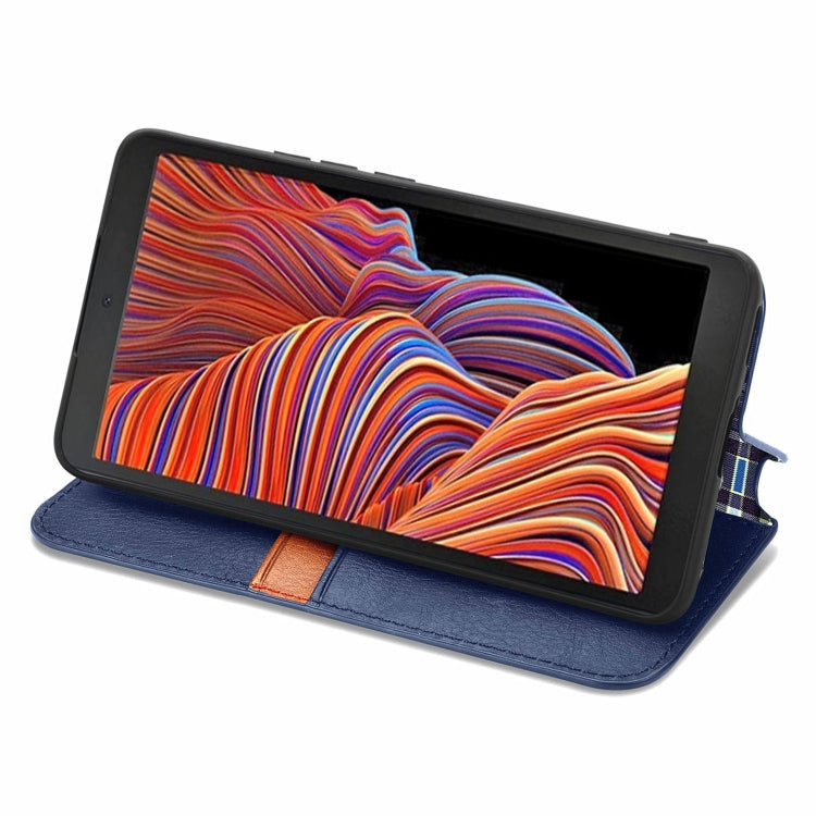For Samsung Galaxy XCover 5 Cubic Grid Pressed Magnetic Leather Phone Case