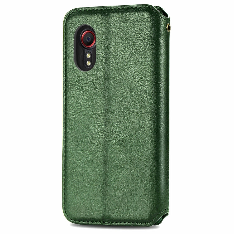 For Samsung Galaxy XCover 5 Cubic Grid Pressed Magnetic Leather Phone Case