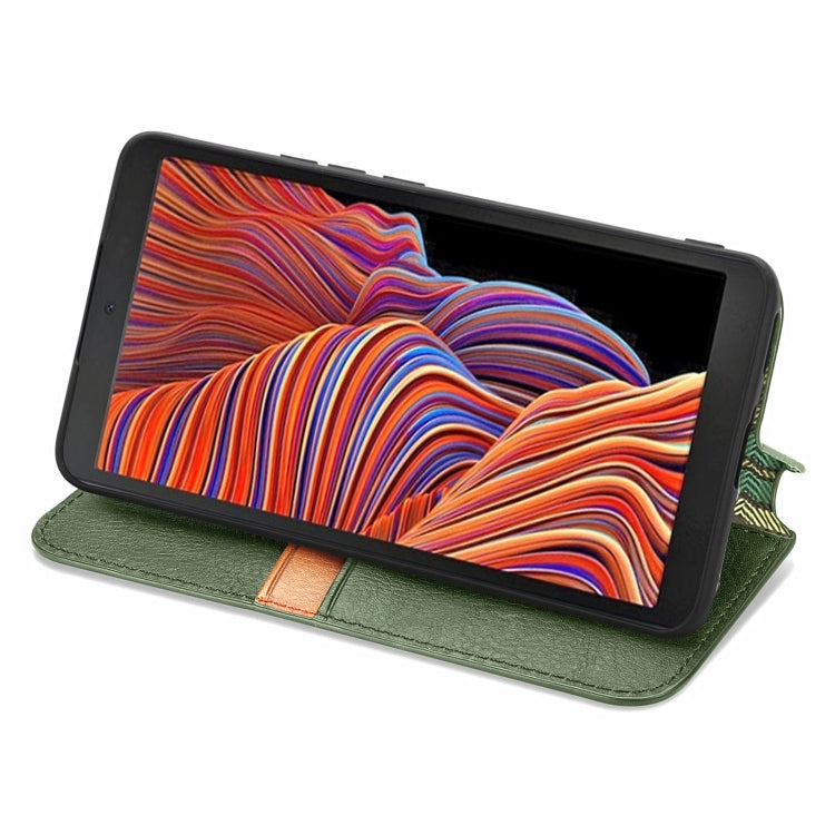 For Samsung Galaxy XCover 5 Cubic Grid Pressed Magnetic Leather Phone Case