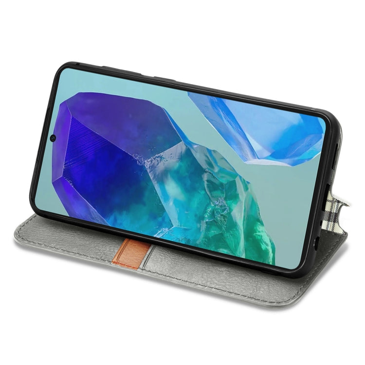 For Samsung Galaxy A16 Cubic Grid Pressed Magnetic Leather Phone Case