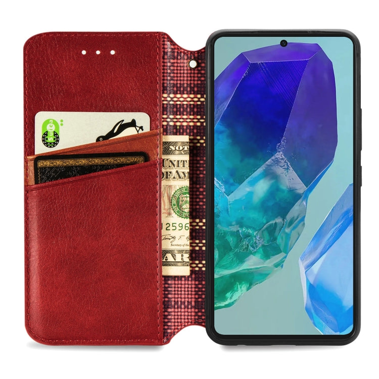For Samsung Galaxy A16 Cubic Grid Pressed Magnetic Leather Phone Case