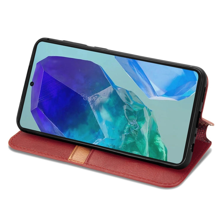For Samsung Galaxy A16 Cubic Grid Pressed Magnetic Leather Phone Case