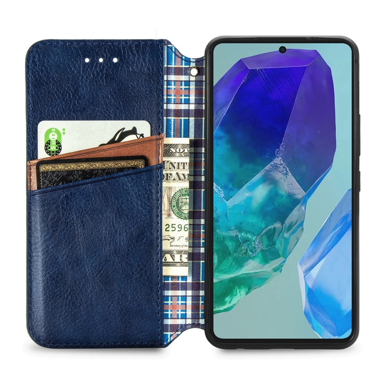 For Samsung Galaxy A16 Cubic Grid Pressed Magnetic Leather Phone Case