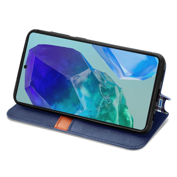 For Samsung Galaxy A16 Cubic Grid Pressed Magnetic Leather Phone Case