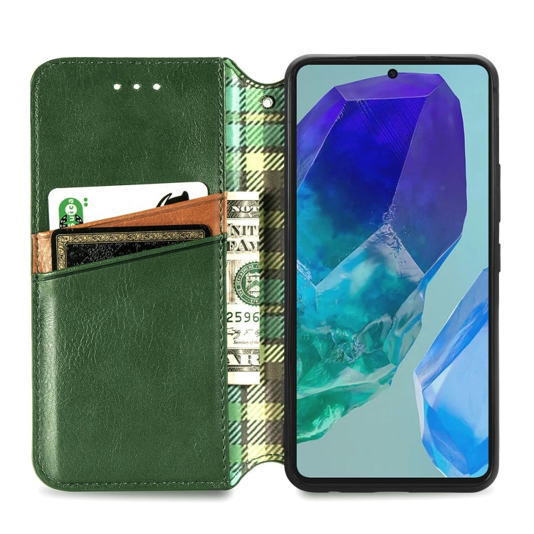For Samsung Galaxy A16 Cubic Grid Pressed Magnetic Leather Phone Case
