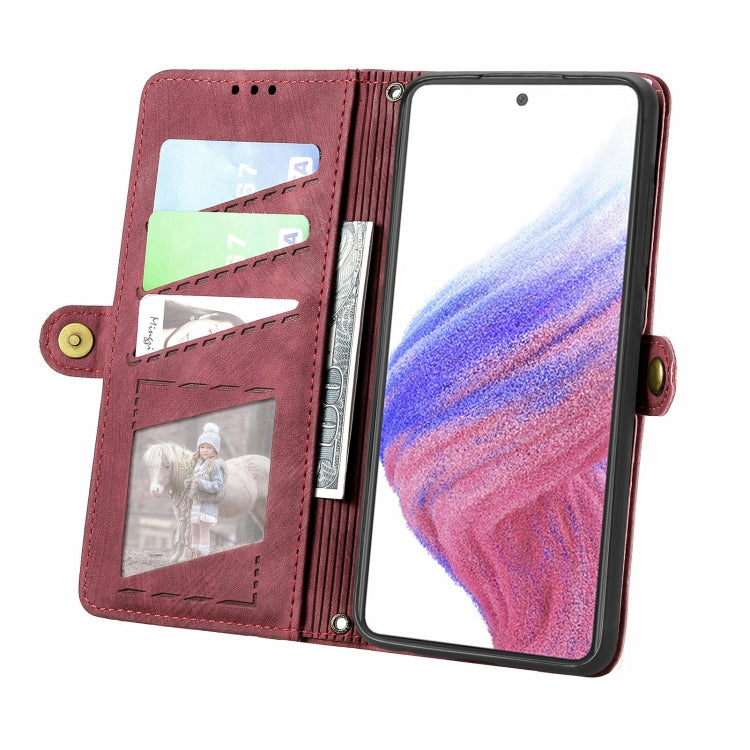 For Samsung Galaxy A53 5G Geometric Zipper Wallet Side Buckle Leather Phone Case