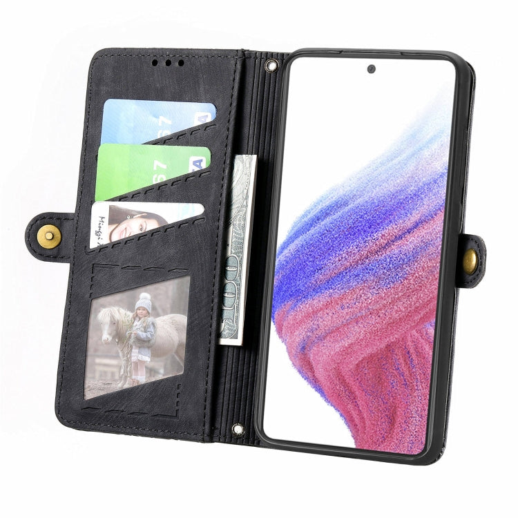 For Samsung Galaxy A53 5G Geometric Zipper Wallet Side Buckle Leather Phone Case