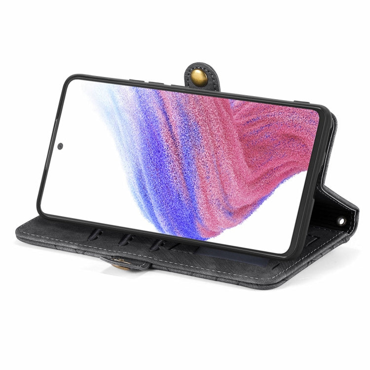 For Samsung Galaxy A53 5G Geometric Zipper Wallet Side Buckle Leather Phone Case