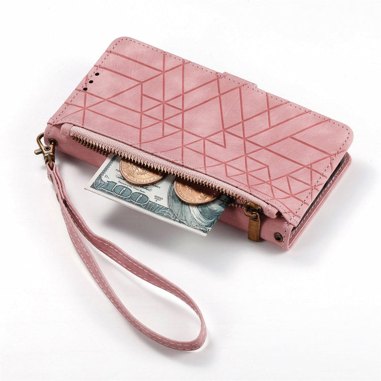 For Samsung Galaxy A53 5G Geometric Zipper Wallet Side Buckle Leather Phone Case