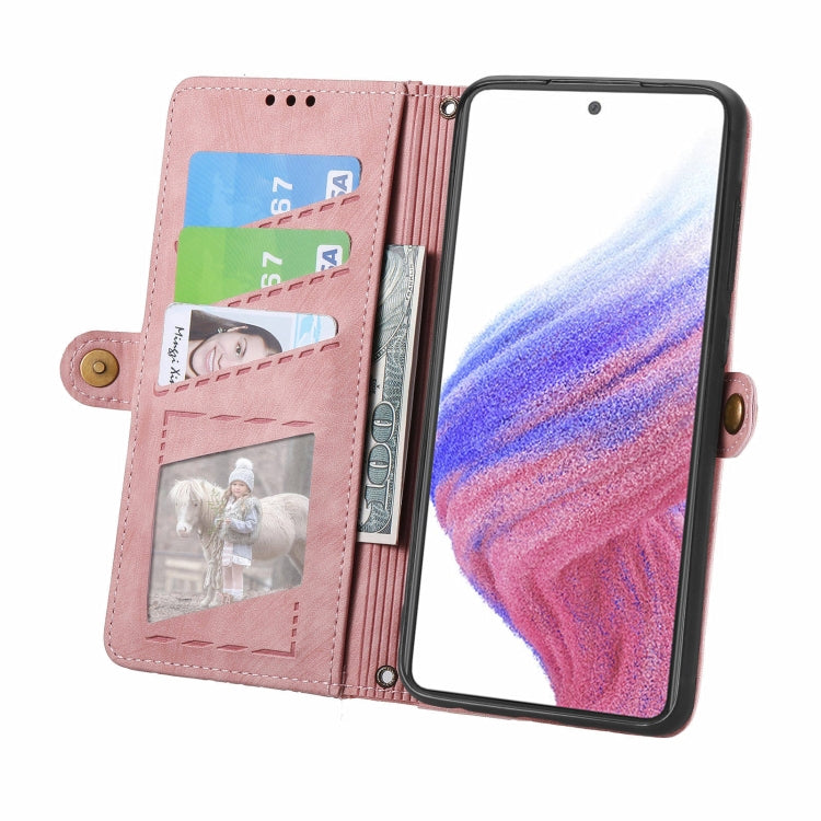 For Samsung Galaxy A53 5G Geometric Zipper Wallet Side Buckle Leather Phone Case