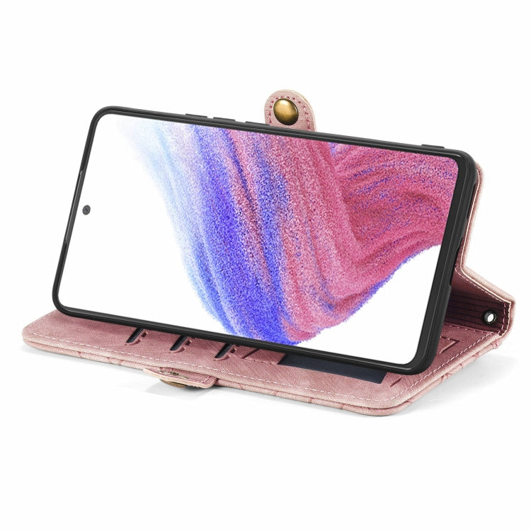 For Samsung Galaxy A53 5G Geometric Zipper Wallet Side Buckle Leather Phone Case