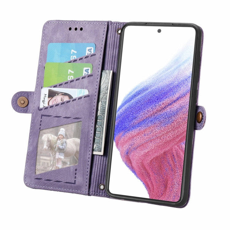 For Samsung Galaxy A53 5G Geometric Zipper Wallet Side Buckle Leather Phone Case