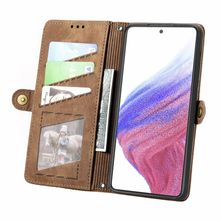 For Samsung Galaxy A53 5G Geometric Zipper Wallet Side Buckle Leather Phone Case