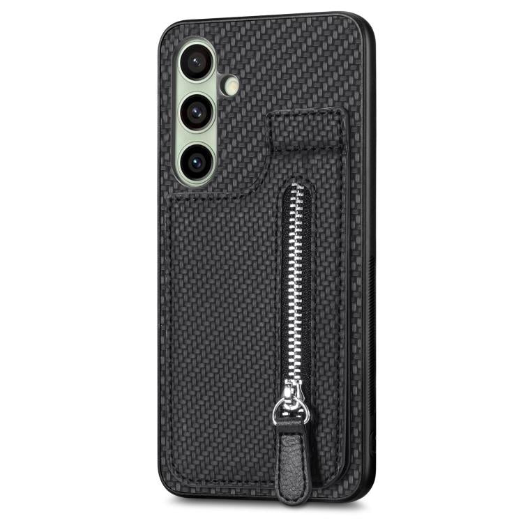 For Samsung Galaxy A36 Carbon Fiber Vertical Flip Zipper Phone Case