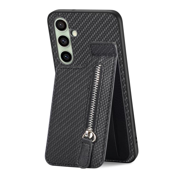For Samsung Galaxy A36 Carbon Fiber Vertical Flip Zipper Phone Case